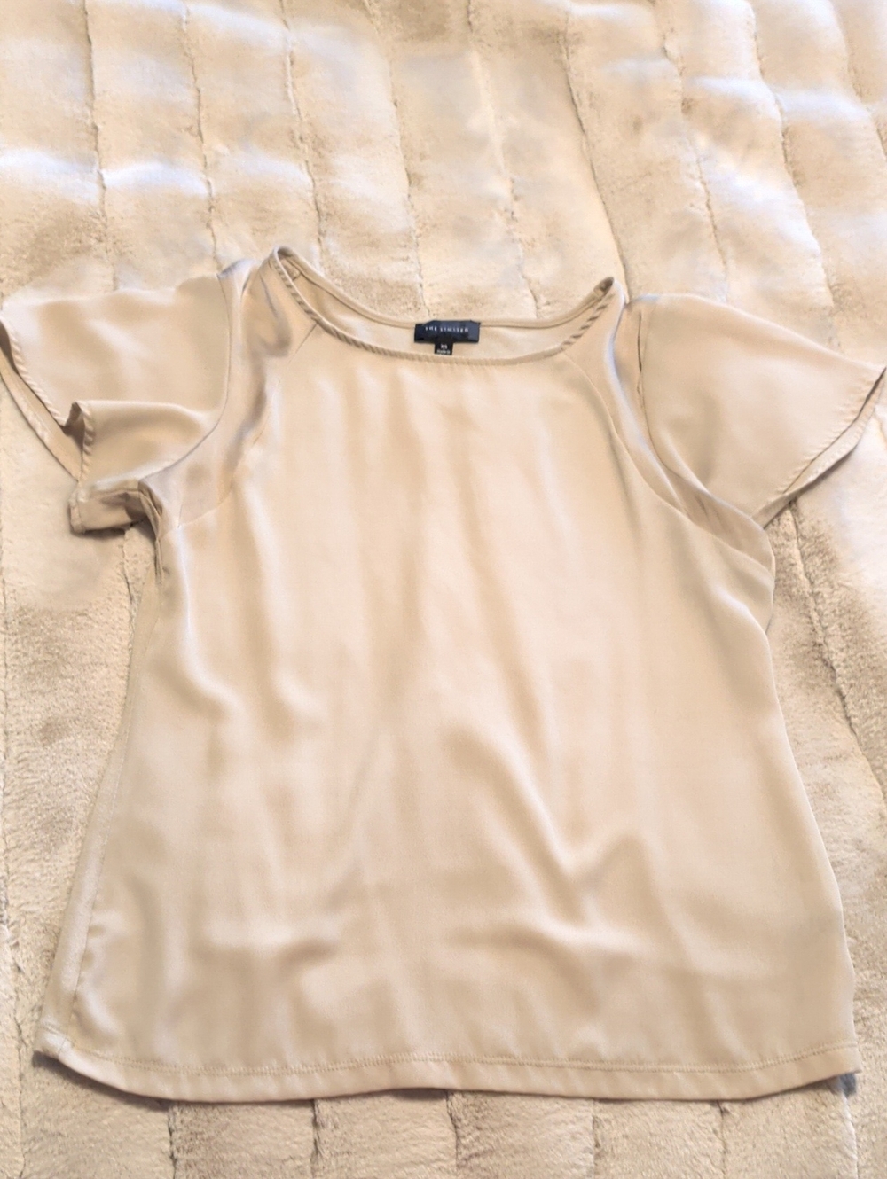 The Limited Tan Short Flutter Sleeve Blouse